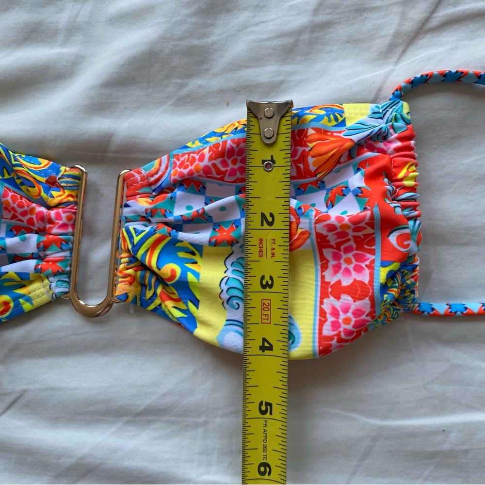 Colorful Floral Bikini Top with Center Ring - Picture 6 of 6